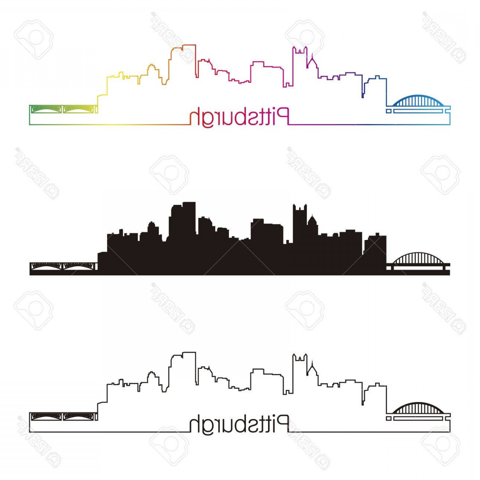 Photostock Vector Pittsburgh Skyline Linear Style With Rainbow 1560x1560 Photostock Vector Pittsburgh Skyline Linear Style With Rainbow
