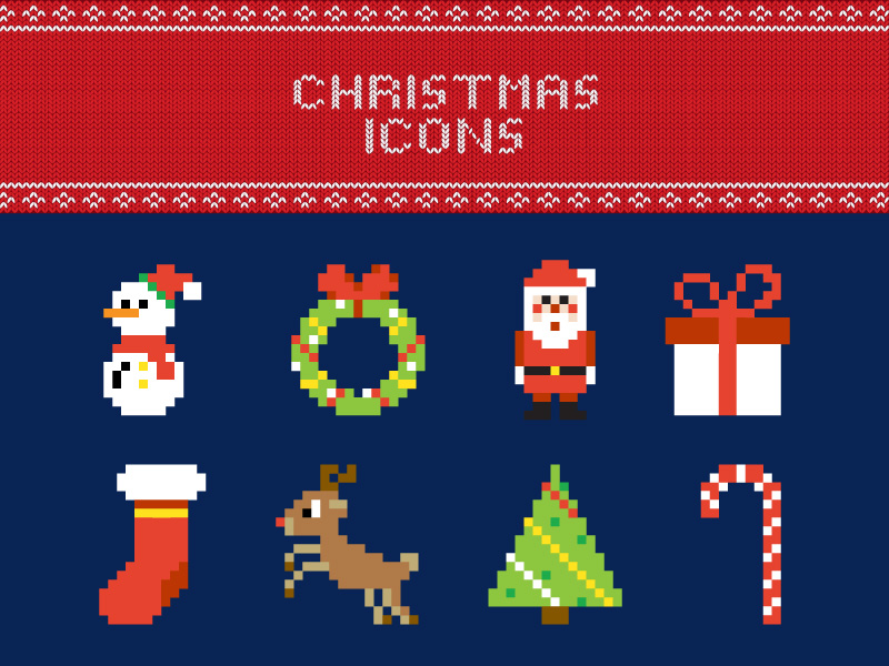 800x600 Free Pixel Christmas Vector Icons