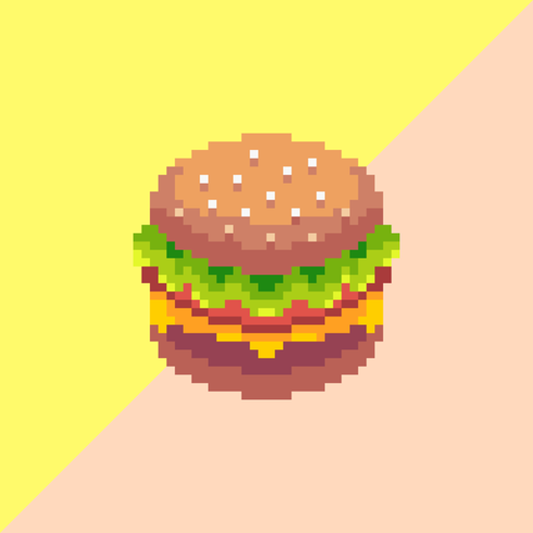 490x490 Hamburger Pixel Art Vector