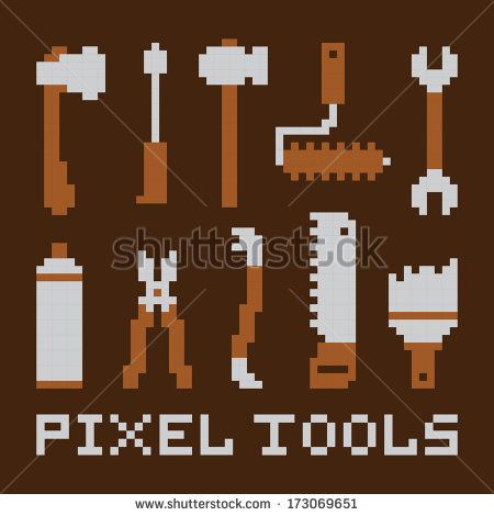 450x470 Pixel Art Isolated Tools Vector Set