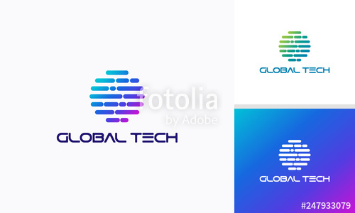 Global Tech Logo Designs Concept Vector, Pixel Circle Logo 500x300 Global Tech Logo Designs Concept Vector, Pixel Circle Logo