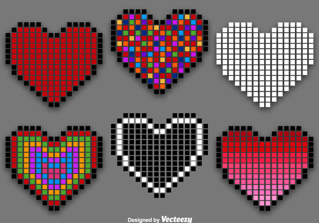 632x443 Pixel Heart Vector Set Free Vector Download Cannypic