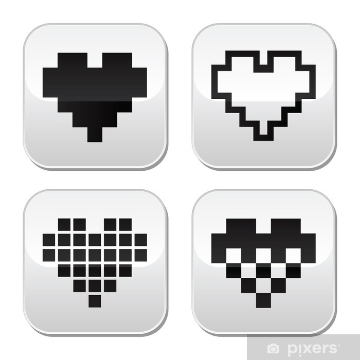 700x700 Pixel Heart Vector Buttons Set