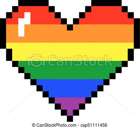450x410 Vector Rainbow Pixel Heart Vector Rainbow Bit Pixel Art Style