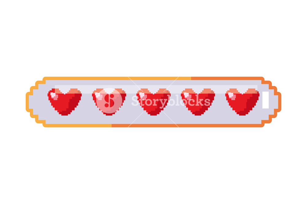 1000x667 Pixel Video Game Health Bar Hearts Vector Illustration Royalty