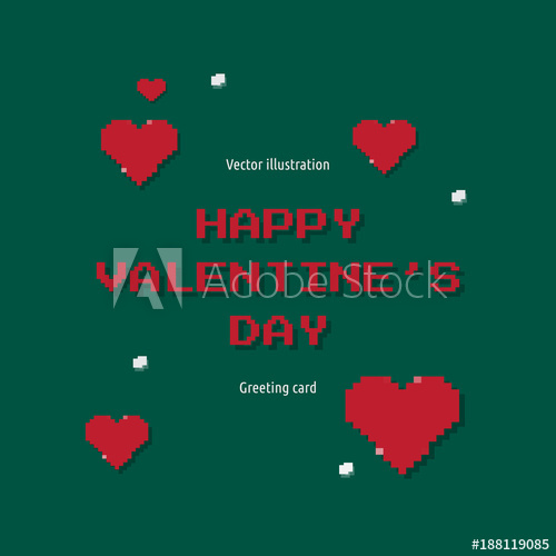 500x500 It Happy Valentines Day Greeting Card, Pixel Heart Vector