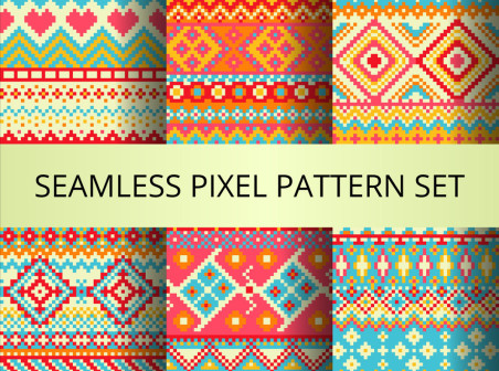 452x336 Color Seamless Pixel Pattern Set Vector Free Vector Background
