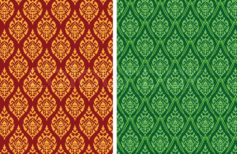 800x520 Seamless Thai Batik Pattern In Pixel Stock Vector Colourbox