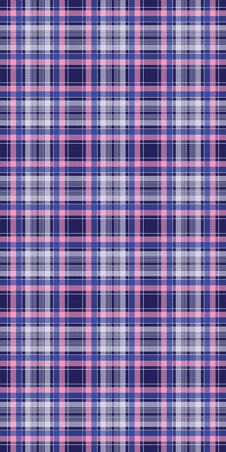 735x1470 Blue Pink Check Plaid Pixel Seamless Pattern Vector Illustration