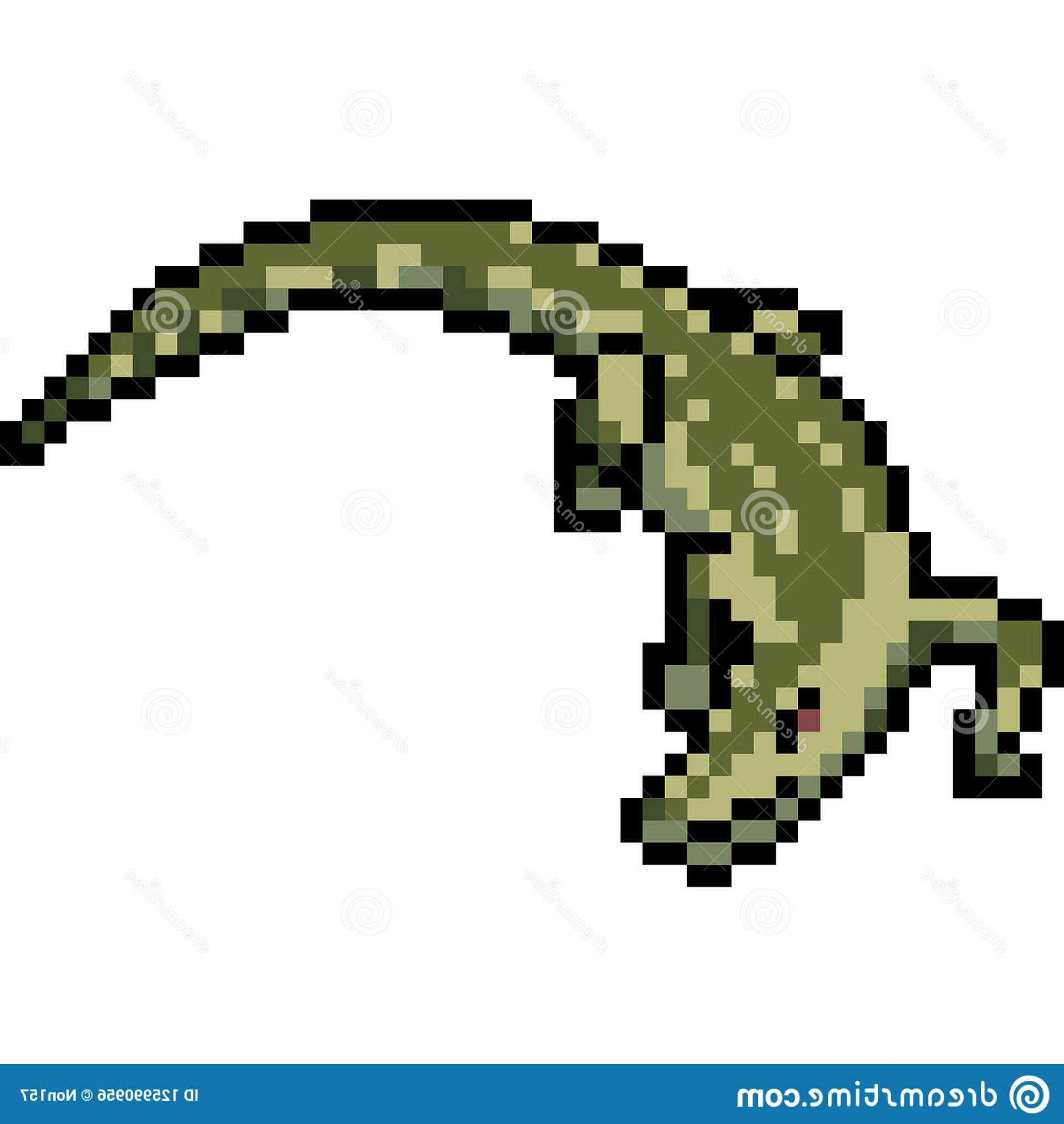 1920x2028 Vector Pixel Art Crocodile Isolated Cartoon Image Handandbeak