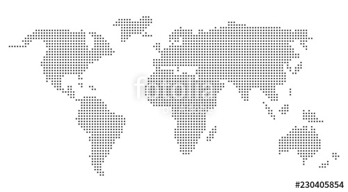 500x276 Grey World Map Pixel Design Vector World Map In Squares Stock