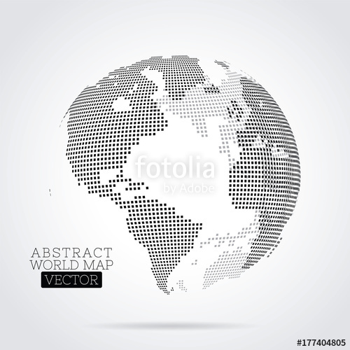 500x500 Pixel World Map Made From Small Squares Stock Image And Royalty