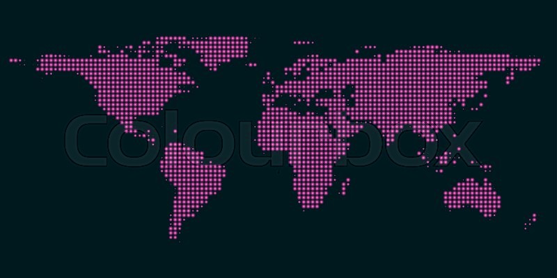 800x400 Pixel World Map With Spot Lights Stock Vector Colourbox