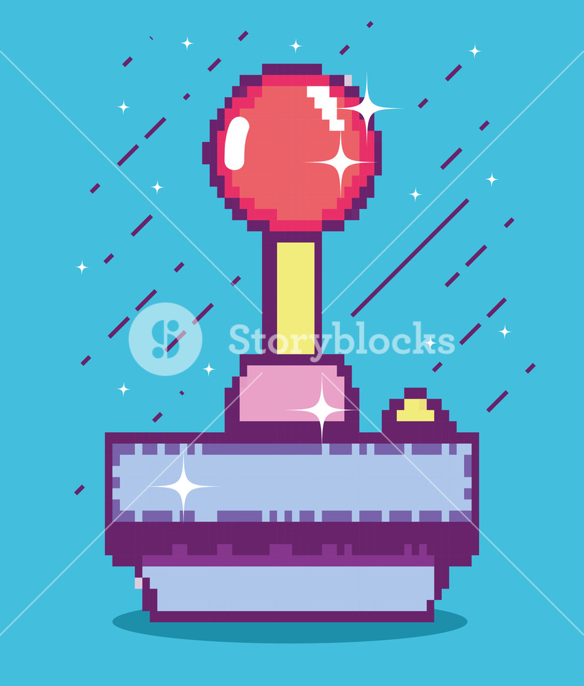 852x1000 Pixelated Retro Gamepad Cartoon Vector Illustration Graphic Design