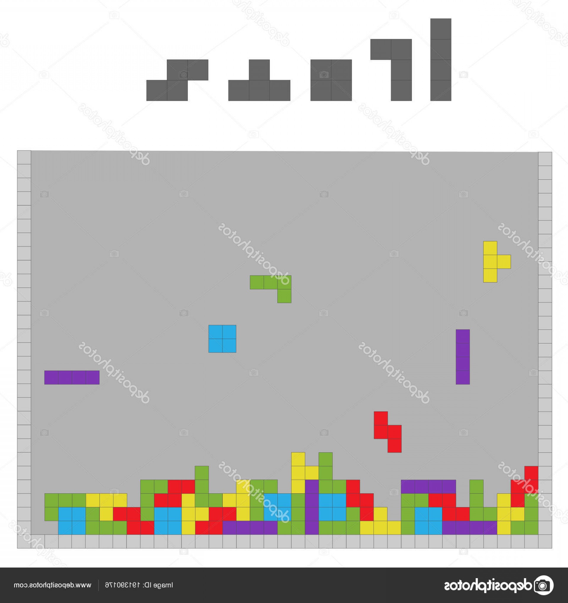 1920x2040 Stock Illustration Pixelated Game Tetris Vector Colorful Handandbeak