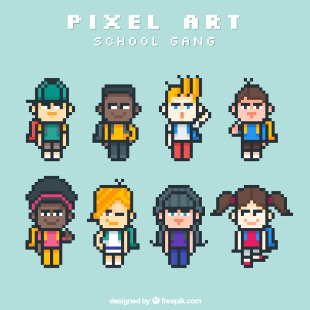 626x626 Collection Of Pixelated Students Vector Free Download