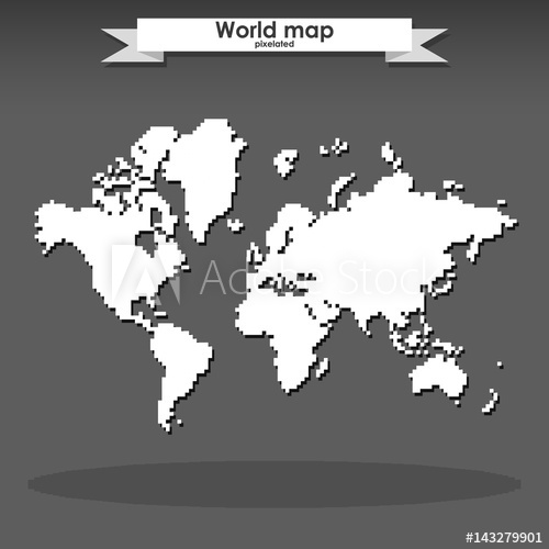 500x500 Global World Pixelated Vector Map Pixel Earth Icon