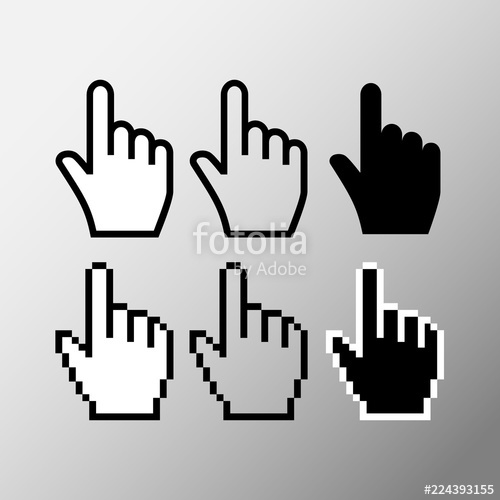 500x500 Hand Mouse Cursor Icon Pointer Hand Cursor Icons, Black, White