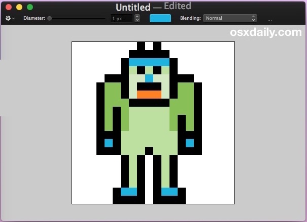 605x439 Enabling A Pixel Brush In Pixelmator To Draw Pixel Art On Mac