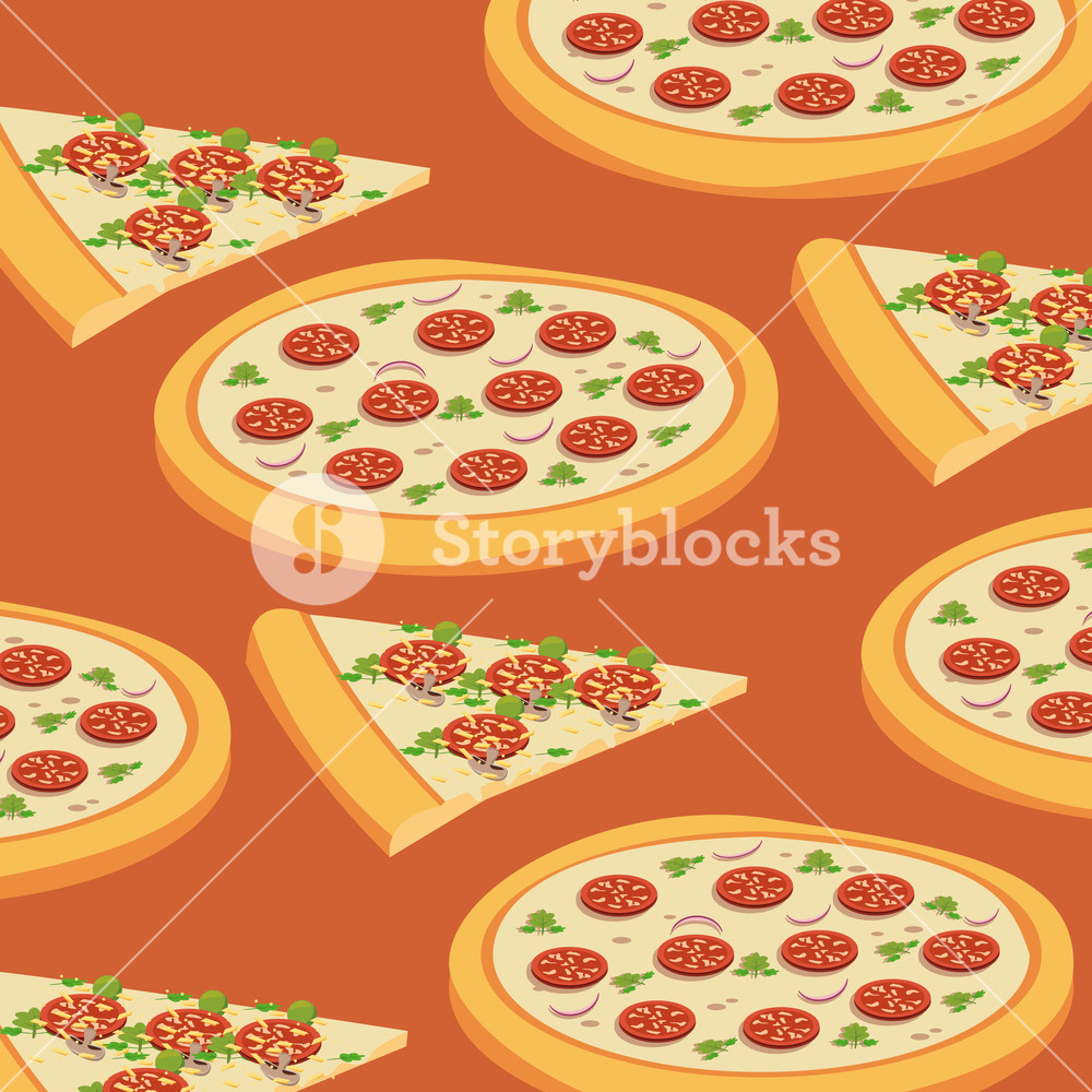 1000x1000 Pizza Background Pattern Cartoons Vector Illustration Graphic