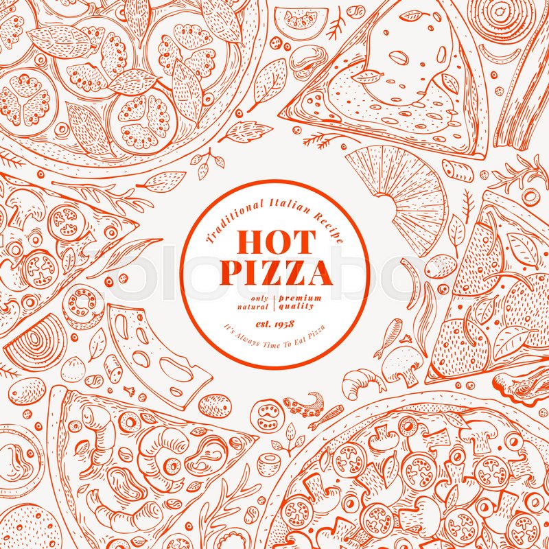 800x800 Pizza Design Template Hand Drawn Stock Vector Colourbox