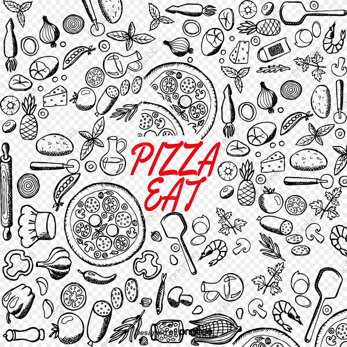 Пицца нарисованная на черном фоне