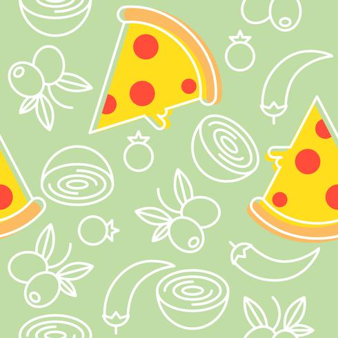 490x490 Pizza And Ingredients Seamless Pattern, Outline For Wallpaper