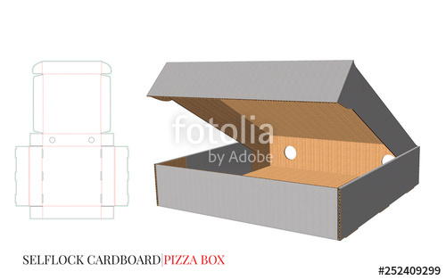 Cardboard Pizza Box, Template With Die Cut Lines Clear, Blank 500x314 Cardboard Pizza Box, Template With Die Cut Lines Clear, Blank