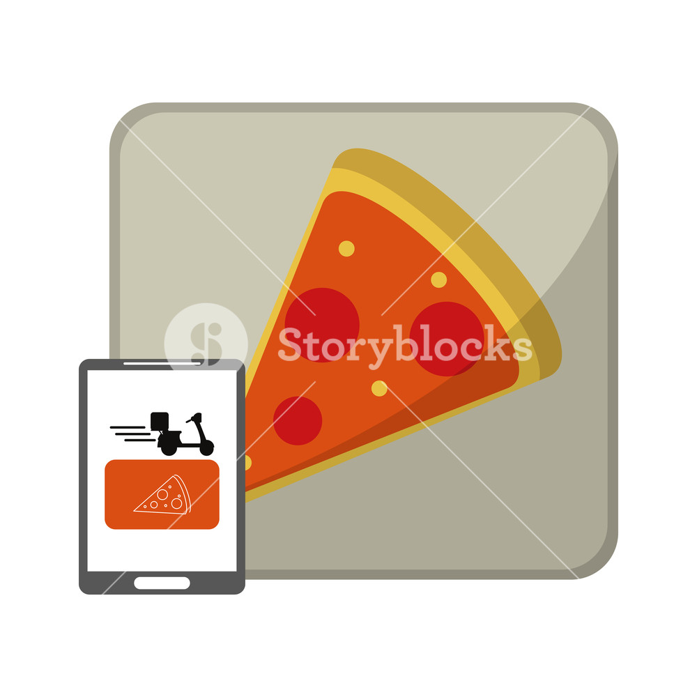 Fast Food Delivery Online With Smartphone Pizza Box Vector 1000x1000 Fast Food Delivery Online With Smartphone Pizza Box Vector