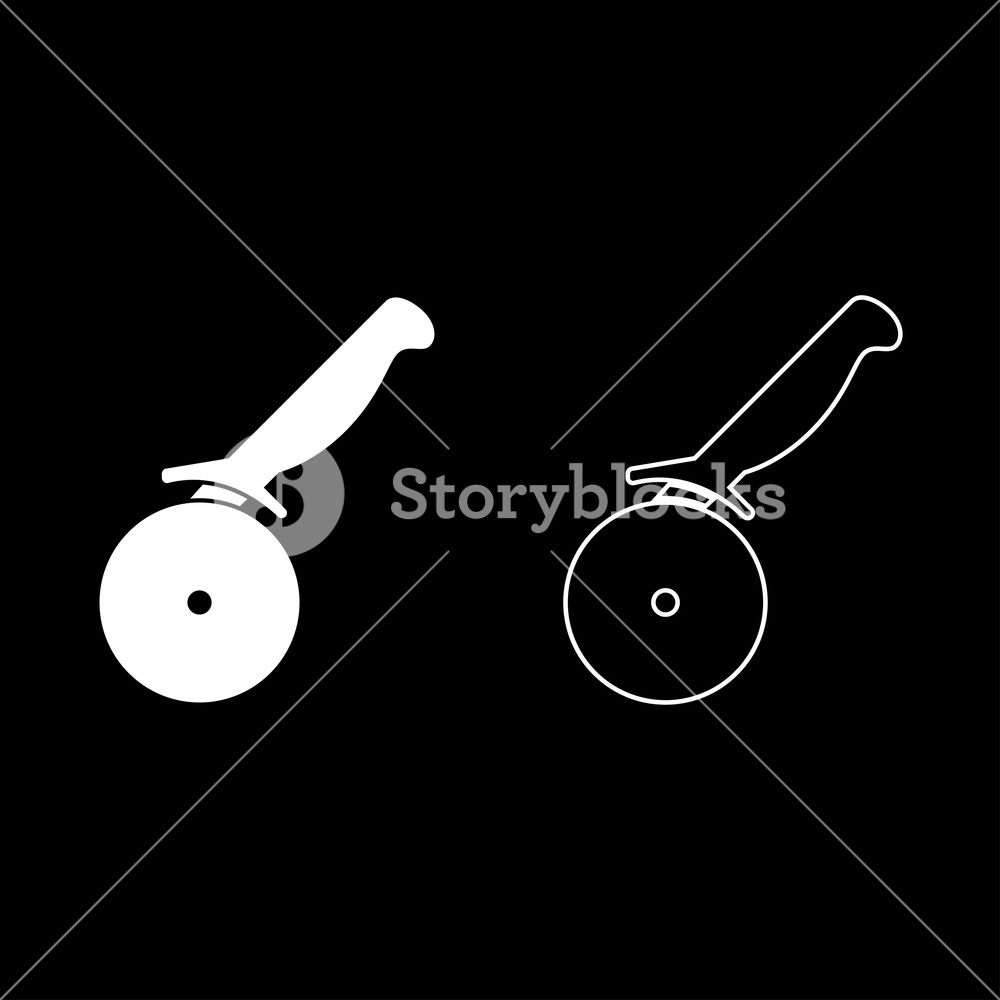 1000x1000 Pizza Cutter Ot Pizza Knife Icon Set White Color Vector