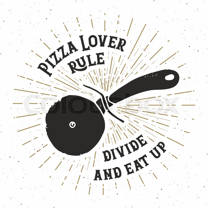 800x800 Pizza Cutter Vintage Label, Hand Drawn Stock Vector Colourbox