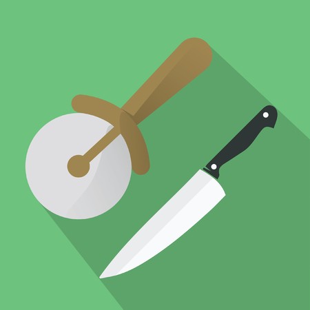 450x450 Pizza Cutter And Knife Royalty Free Vector Graphics