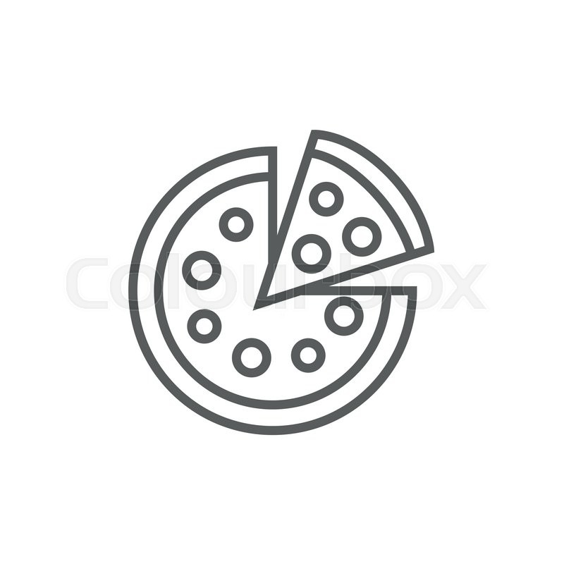 800x800 Whole Pizza With A Slice Line Icon For Stock Vector Colourbox