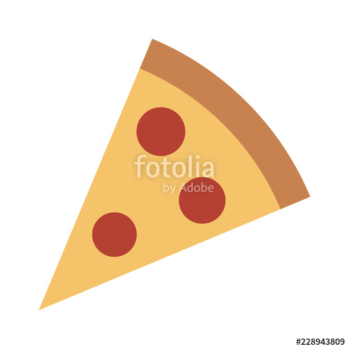 500x500 Pizza Slice With Pepperoni Flat Vector Color Icon For Food Apps