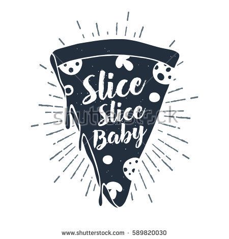 450x470 Hand Drawn Label With Textured Pizza Slice Vector Illustration