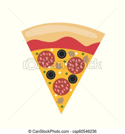 436x470 Hot Salami Pizza Slice Vector Illustration
