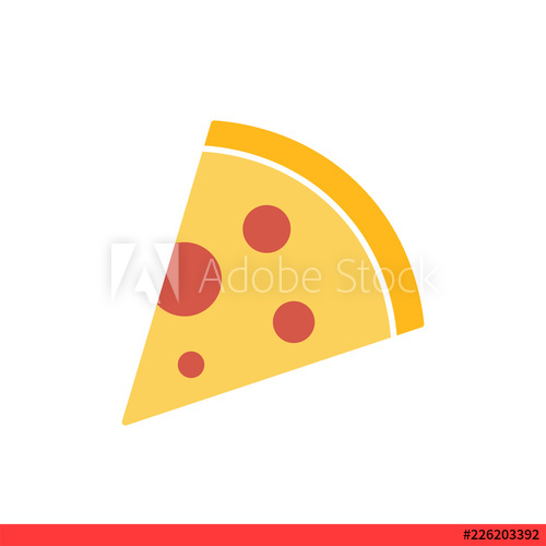 500x500 Pizza Vector Icon, Fastfood Symbol Simple, Flat Design For Web