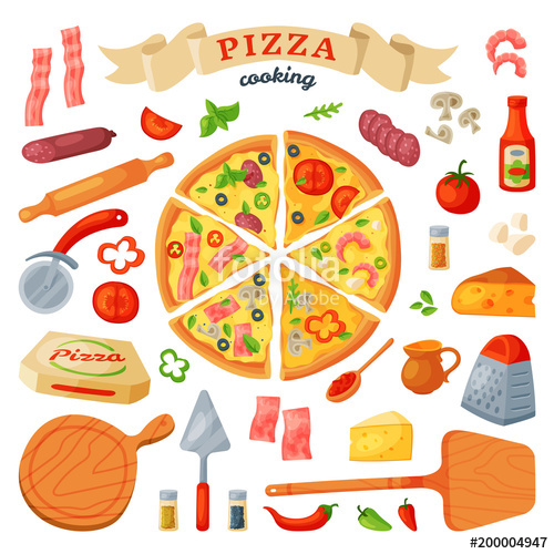 500x500 Pizza Vector Italian Food With Cheese And Tomato In Pizzeria