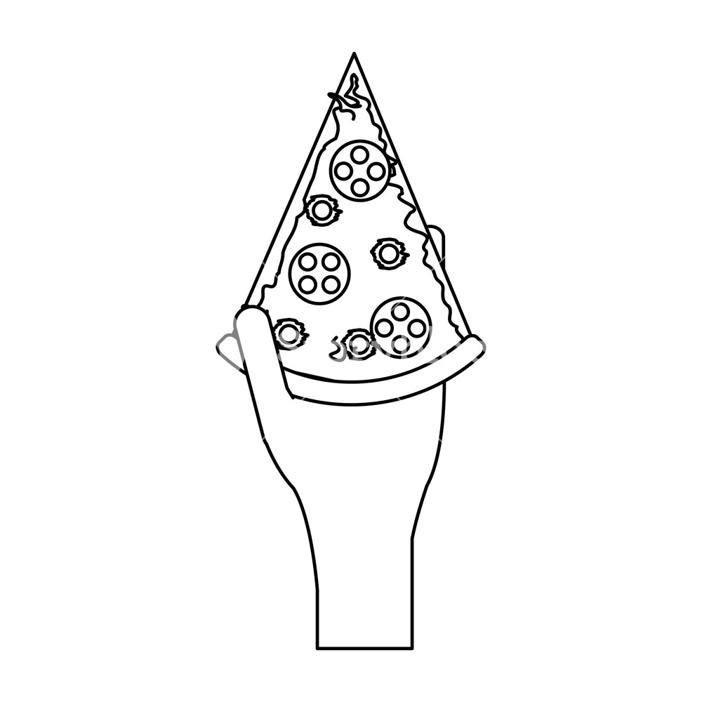 1000x1000 Hand With Piece Of Pizza Vector Illustration Graphic Design