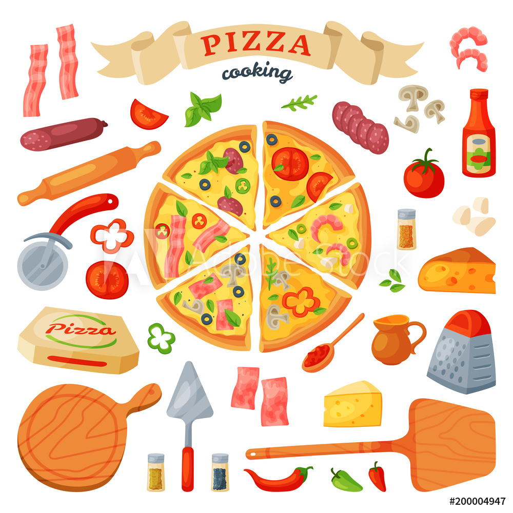 1000x1000 Photo Art Print Pizza Vector Italian Food With Cheese And Tomato