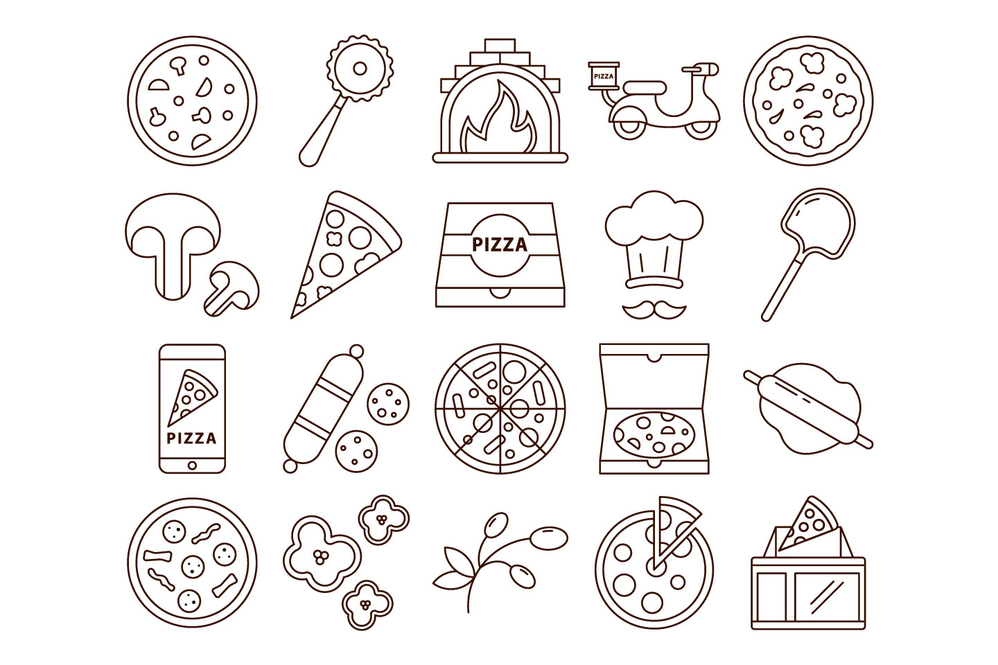 1440x960 Pizza Vector Free Icon Set