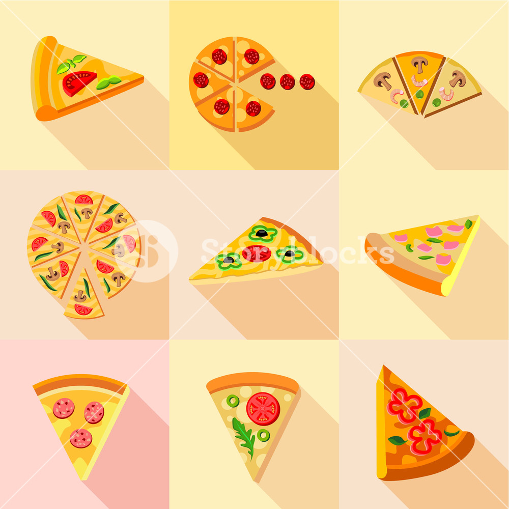 1000x1000 Pizza Icons Set Flat Set Of Pizza Vector Icons For Web