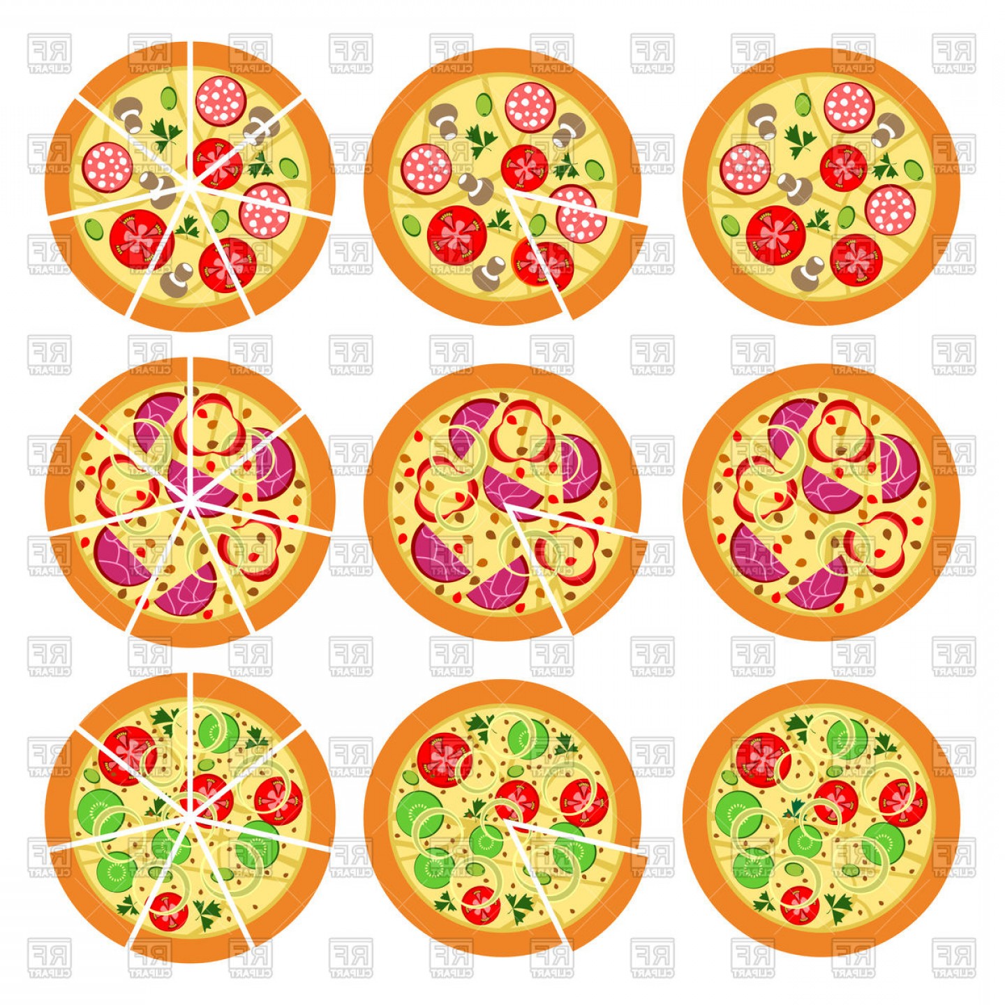 1440x1440 Set Of Pizza Vector Clipart Soidergi