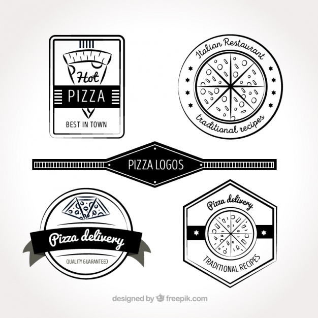 626x626 Four Black And White Logos For Pizza Vector Free Download