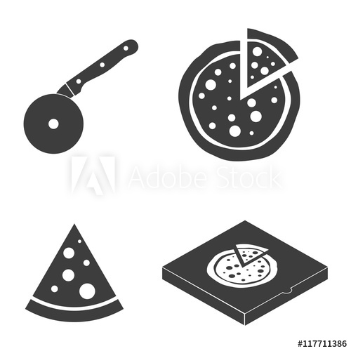 500x500 Pizza Vector Icons Food Silhouette Collection Cutter Knife