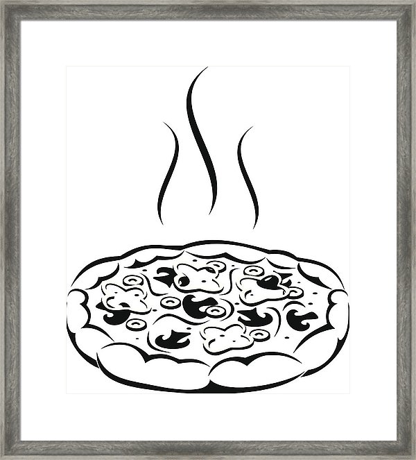 600x663 Pizza Vector Black Silhouette Framed Print