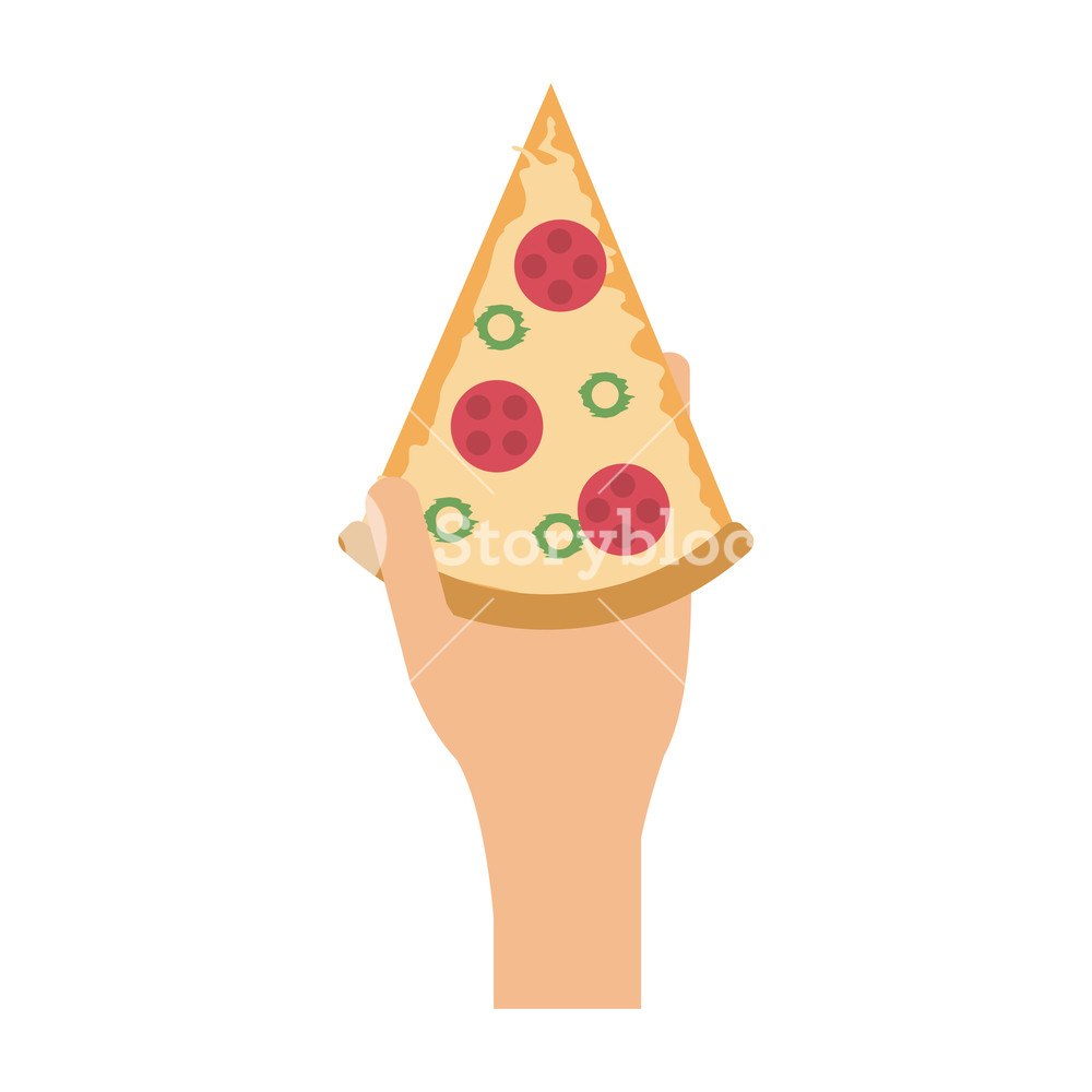 1000x1000 Hand With Piece Of Pizza Vector Illustration Graphic Design