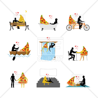 400x400 Love Of Pizza Set Man And Slice Of Pizza Vector Image Of Food