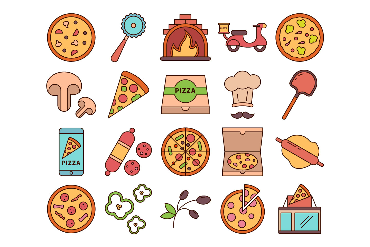 1440x960 Pizza Vector Free Icon Set