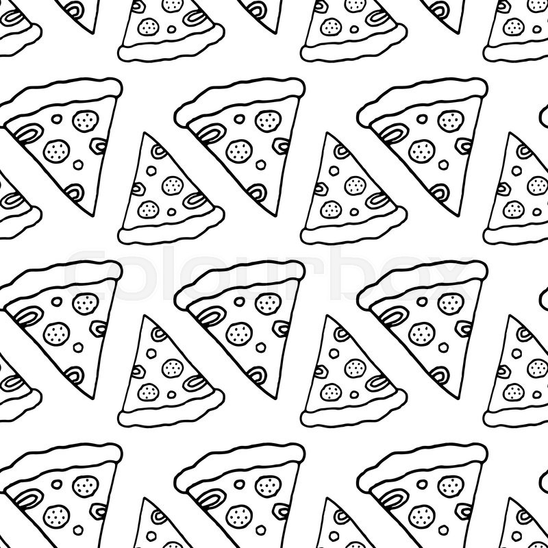 800x800 Trendy Pizza Pattern With Hand Drawn Stock Vector Colourbox